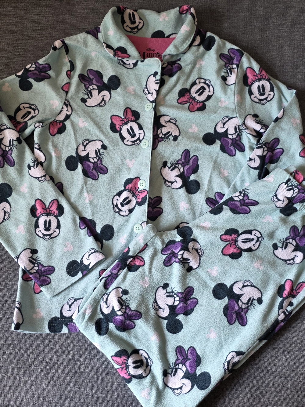 Disney Minnie Mouse Fleece Pajama Set Girls Size 10 Top 8 Bottoms